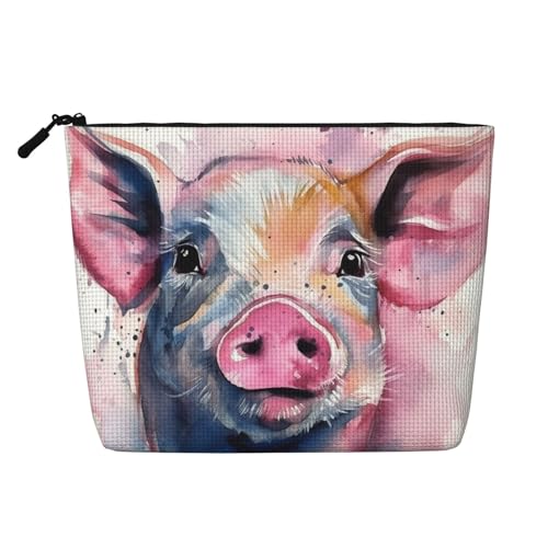 Dwvtfsm Lächelnde Make-up-Tasche für Damen, wasserdicht, Leinen, Reise-Kosmetik-Organizer, leichter Reißverschluss, Reise-Kulturbeutel, Organizer, Make-up-Pinsel, Aufbewahrungstasche von DWVTFSM