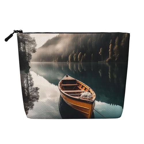 Dwvtfsm Lakeside Make-up-Tasche für Damen, wasserdicht, Leinen, Reise-Kosmetik-Organizer, leichter Reißverschluss, Reise-Kulturbeutel, Organizer, Make-up-Pinsel, Aufbewahrungstasche von DWVTFSM
