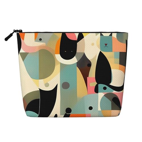 Dwvtfsm Make-up-Tasche aus der Mitte des Jahrhunderts, moderne Kunst, Katze, wasserdicht, Leinen, Reise-Kosmetik-Organizer, leichter Reißverschluss, Reise-Kulturbeutel, Organizer, Make-up-Pinsel Dwvtfsm Make-up-Tasche aus der Mitte des Jahrhunderts, moderne Kunst, Katze, wasserdicht, Leinen, Reise-Kosmetik-Organizer, leichter Reißverschluss, Reise-Kulturbeutel, Organizer, Make-up-Pinsel von DWVTFSM