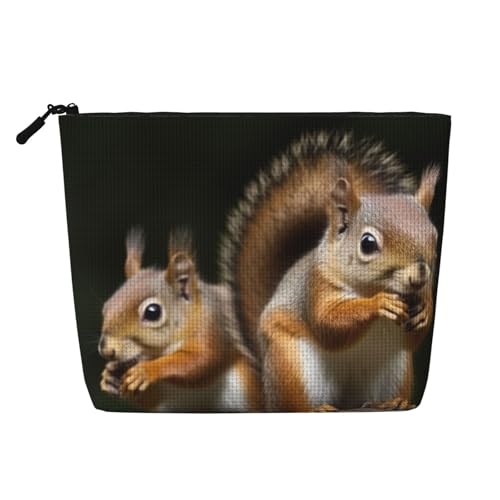Dwvtfsm Make-up-Tasche für Damen, Eichhörnchen, Tier, wasserdicht, Leinen, Reise-Kosmetik-Organizer, leichter Reißverschluss, Reise-Kulturbeutel, Organizer, Make-up-Pinsel, Aufbewahrungstasche von DWVTFSM