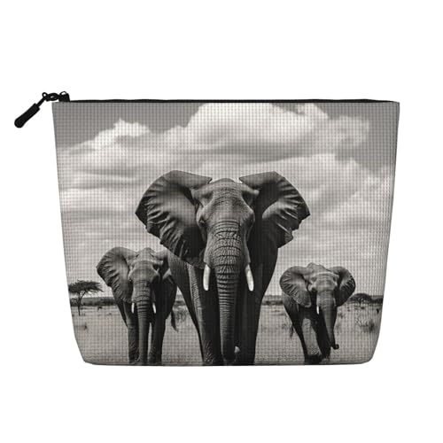 Dwvtfsm Make-up-Tasche für Damen, Elefant, wasserdicht, Leinen, Reise-Kosmetik-Organizer, leichter Reißverschluss, Reise-Kulturbeutel, Organizer, Make-up-Pinsel, Aufbewahrungstasche von DWVTFSM