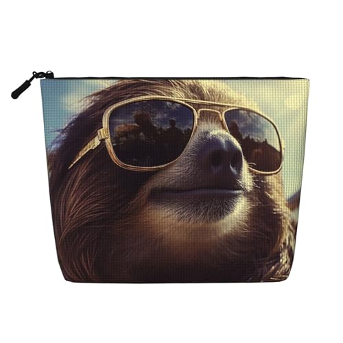 Dwvtfsm Make-up-Tasche für Damen, Faultier mit Sonnenbrille, wasserdicht, Leinen, Reise-Kosmetik-Organizer, leichter Reißverschluss, Reise-Kulturbeutel, Organizer, Make-up-Pinsel, Aufbewahrungstasche Dwvtfsm Make-up-Tasche für Damen, Faultier mit Sonnenbrille, wasserdicht, Leinen, Reise-Kosmetik-Organizer, leichter Reißverschluss, Reise-Kulturbeutel, Organizer, Make-up-Pinsel, Aufbewahrungstasche von DWVTFSM