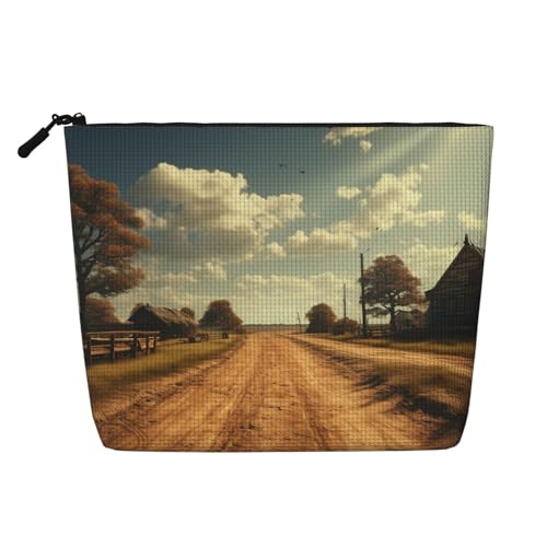 Dwvtfsm Make-up-Tasche für Damen, Motiv: Bauernhof im Herbst, wasserdicht, Leinen, Reise-Kosmetik-Organizer, leichter Reißverschluss, Reise-Kulturbeutel, Organizer, Make-up-Pinsel, Aufbewahrungstasche Dwvtfsm Make-up-Tasche für Damen, Motiv: Bauernhof im Herbst, wasserdicht, Leinen, Reise-Kosmetik-Organizer, leichter Reißverschluss, Reise-Kulturbeutel, Organizer, Make-up-Pinsel, Aufbewahrungstasche von DWVTFSM