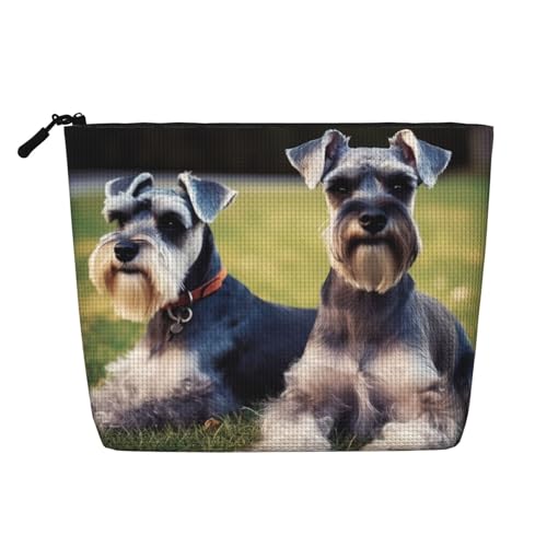 Dwvtfsm Make-up-Tasche für Erwachsene, Schnauzer-Hunde, wasserdicht, Leinen, Reise-Kosmetik-Organizer, leichter Reißverschluss, Reise-Kulturbeutel, Organizer, Make-up-Pinsel, Aufbewahrungstasche Dwvtfsm Make-up-Tasche für Erwachsene, Schnauzer-Hunde, wasserdicht, Leinen, Reise-Kosmetik-Organizer, leichter Reißverschluss, Reise-Kulturbeutel, Organizer, Make-up-Pinsel, Aufbewahrungstasche von DWVTFSM