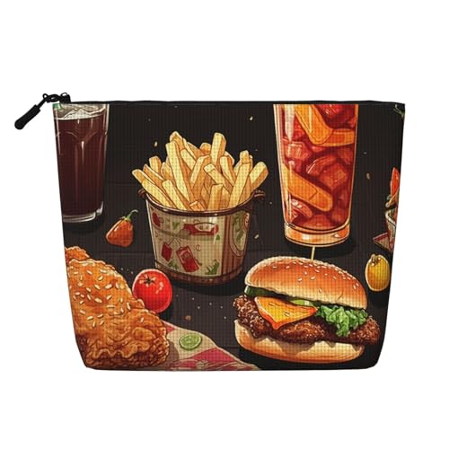 Dwvtfsm Make-up-Tasche mit Hühnerbein, für Damen, wasserdicht, Leinen, Reise-Kosmetik-Organizer, leichter Reißverschluss, Reise-Kulturbeutel, Organizer, Make-up-Pinsel, Aufbewahrungstasche von DWVTFSM