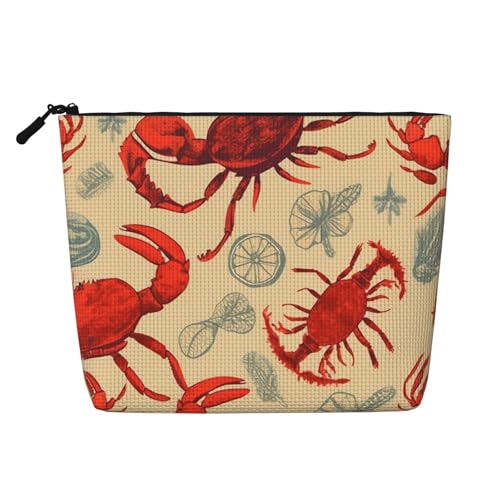 Dwvtfsm Make-up-Tasche mit Hummer und Krabbe, wasserdicht, Leinen, Reise-Kosmetik-Organizer, leichter Reißverschluss, Reise-Kulturbeutel, Organizer, Make-up-Pinsel, Aufbewahrungstasche Dwvtfsm Make-up-Tasche mit Hummer und Krabbe, wasserdicht, Leinen, Reise-Kosmetik-Organizer, leichter Reißverschluss, Reise-Kulturbeutel, Organizer, Make-up-Pinsel, Aufbewahrungstasche von DWVTFSM