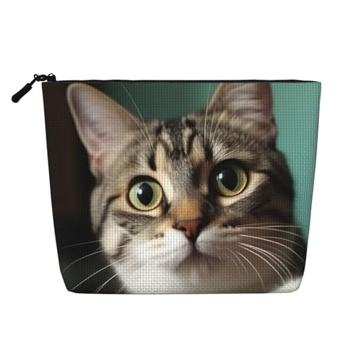 Dwvtfsm Make-up-Tasche mit neugieriger Katze, wasserdicht, Leinen, Reise-Kosmetik-Organizer, leichter Reißverschluss, Reise-Kulturbeutel, Organizer, Make-up-Pinsel, Aufbewahrungstasche Dwvtfsm Make-up-Tasche mit neugieriger Katze, wasserdicht, Leinen, Reise-Kosmetik-Organizer, leichter Reißverschluss, Reise-Kulturbeutel, Organizer, Make-up-Pinsel, Aufbewahrungstasche von DWVTFSM