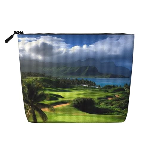 Dwvtfsm Malerische Hawaii-Golf-Make-up-Tasche für Damen, wasserdicht, Leinen, Reise-Kosmetik-Organizer, leichter Reißverschluss, Reise-Kulturbeutel, Organizer, Make-up-Pinsel, Aufbewahrungstasche Dwvtfsm Malerische Hawaii-Golf-Make-up-Tasche für Damen, wasserdicht, Leinen, Reise-Kosmetik-Organizer, leichter Reißverschluss, Reise-Kulturbeutel, Organizer, Make-up-Pinsel, Aufbewahrungstasche von DWVTFSM