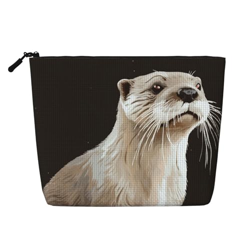 Dwvtfsm Otter Make-up-Tasche für Damen, wasserdicht, Leinen, Reise-Kosmetik-Organizer, leichter Reißverschluss, Reise-Kulturbeutel, Organizer, Make-up-Pinsel, Aufbewahrungstasche von DWVTFSM