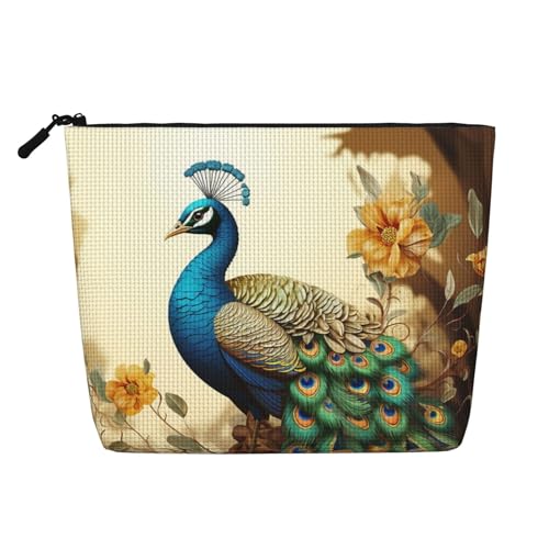Dwvtfsm Schöne Make-up-Tasche für Damen, wasserdicht, Leinen, Reise-Kosmetik-Organizer, leichter Reißverschluss, Reise-Kulturbeutel, Organizer, Make-up-Pinsel, Aufbewahrungstasche von DWVTFSM