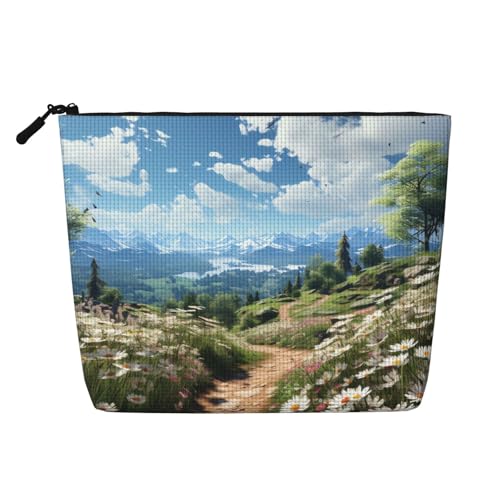 Dwvtfsm Sunny Make-up-Tasche für Damen, wasserdicht, Leinen, Reise-Kosmetik-Organizer, leichter Reißverschluss, Reise-Kulturbeutel, Organizer, Make-up-Pinsel, Aufbewahrungstasche von DWVTFSM
