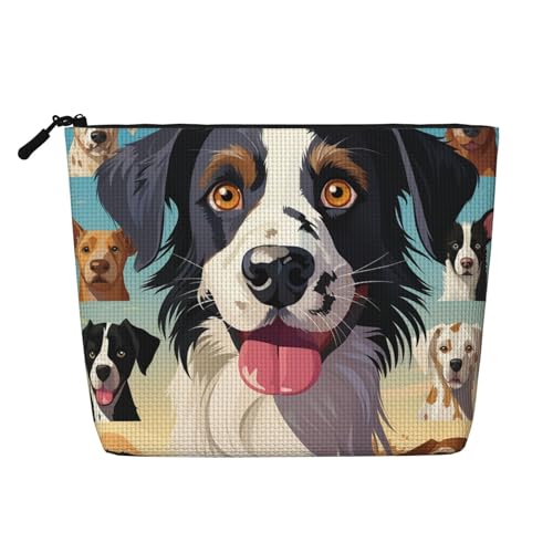 Dwvtfsm The Dog Breed Make-up-Tasche für Damen, wasserdicht, Leinen, Reise-Kosmetik-Organizer, leichter Reißverschluss, Reise-Kulturbeutel, Organizer, Make-up-Pinsel, Aufbewahrungstasche von DWVTFSM