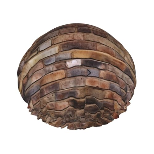 Brick Wall Shower Cap Reusable Elastic Bath Caps Waterproof Bath Hair Hat for Women Men Spa Salon Large Shower Bonnet Double Layer Bathing Hair Cap for Long Hair, Braids von DWVTSLH