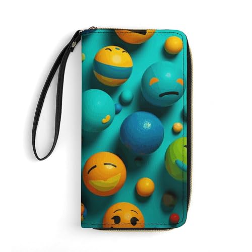 DWVTSLH Bedruckte Brieftaschen mit Smiley-Gesicht, Reißverschluss, Leder, lange Geldbörsen für Damen und Herren, Kreditkartenhalter mit Kordel, unverzichtbar für Reisen, Büro und Einkaufen DWVTSLH Bedruckte Brieftaschen mit Smiley-Gesicht, Reißverschluss, Leder, lange Geldbörsen für Damen und Herren, Kreditkartenhalter mit Kordel, unverzichtbar für Reisen, Büro und Einkaufen von DWVTSLH