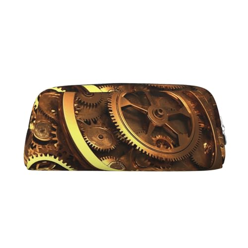 DWVTSLH Coole Steampunk-Federmäppchen, großes Fassungsvermögen, Leder-Kosmetiktasche, Büro-Schreibtisch-Organizer, Münztasche, tragbarer Kulturbeutel mit Reißverschluss für Reisen und Outdoor, silber von DWVTSLH