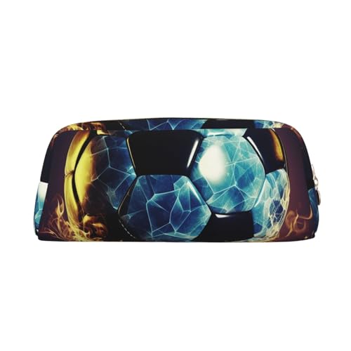 DWVTSLH Federmäppchen mit coolem Fußball-Design, großes Fassungsvermögen, Leder-Kosmetiktasche, Büro-Schreibtisch-Organizer, Münztasche, tragbarer Kulturbeutel mit Reißverschluss für Reisen und im von DWVTSLH