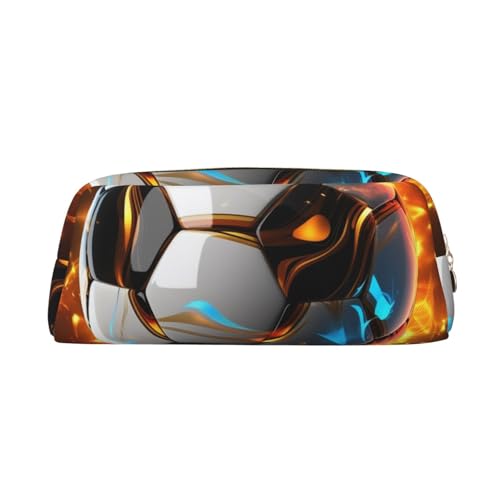 DWVTSLH Federmäppchen mit coolem Fußball-Design, großes Fassungsvermögen, Leder-Kosmetiktasche, Büro-Schreibtisch-Organizer, Münztasche, tragbarer Kulturbeutel mit Reißverschluss für Reisen und im von DWVTSLH