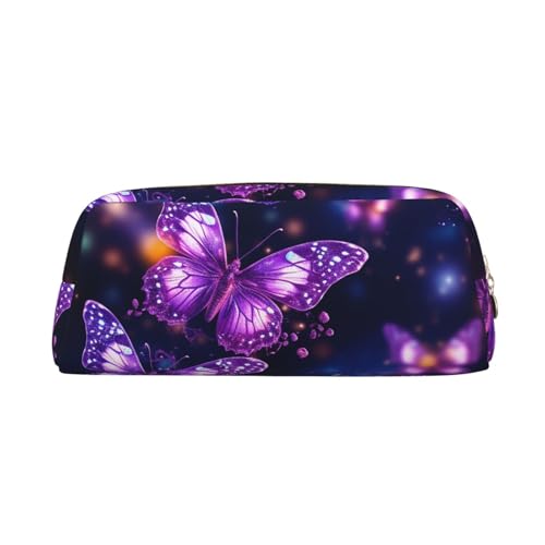 DWVTSLH Federmäppchen mit niedlichem Schmetterlings-Aufdruck, großes Fassungsvermögen, Leder-Kosmetiktasche, Büro-Schreibtisch-Organizer, Münztasche, tragbarer Kulturbeutel mit Reißverschluss von DWVTSLH