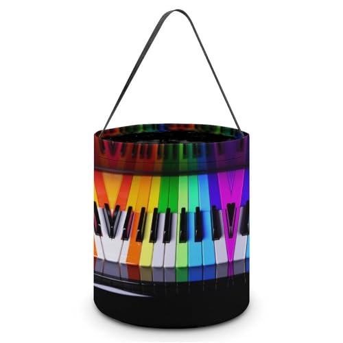 DWVTSLH Süßigkeiten-Eimer, Süßigkeiteneimer, bunt, Klavier, Musik, Regenbogen, bedruckt, faltbar, wiederverwendbar, geeignet für verschiedene Festivals DWVTSLH Süßigkeiten-Eimer, Süßigkeiteneimer, bunt, Klavier, Musik, Regenbogen, bedruckt, faltbar, wiederverwendbar, geeignet für verschiedene Festivals von DWVTSLH