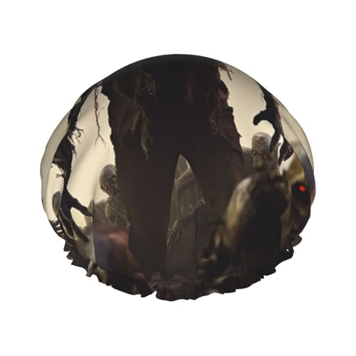 Many Zombie Shower Cap Reusable Elastic Bath Caps Waterproof Bath Hair Hat for Women Men Spa Salon Large Shower Bonnet Double Layer Bathing Hair Cap for Long Hair, Braids von DWVTSLH