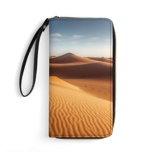 Sand Dunes In The Sahara Desert Printed Wallets Zip Around Wallets Leather Long Wallets for Men And Women Credit Card Holders with Cord, Essential for Travel, Office And Shopping von DWVTSLH