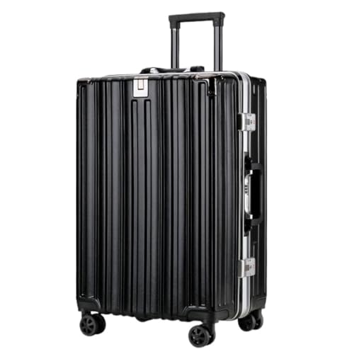 DWZXL Koffer Koffer Aluminiumlegierung Sitzkoffer Koffer Männer Und Frauen Schloss Trolley-Koffer Modischer Boarding-Koffer Koffer Hartschale(Black) von DWZXL