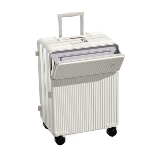 DWZXL Koffer Modischer, mit Reißverschluss vorne zu öffnender Trolley-Koffer for Männer und Frauen, großes Fassungsvermögen, multifunktionaler Boarding-Koffer Koffer Hartschale(White) von DWZXL