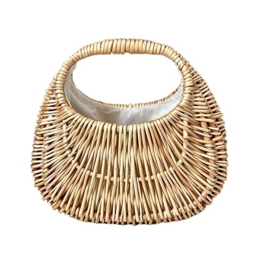 Gras-gewebte Tasche 2023 Neue Rattan Tasche Hand-gehalten Stroh Tasche Damen Korb Retro Gewebte Tasche Frauen Tasche Strandtasche Geflochten(Geel) von DWZXL