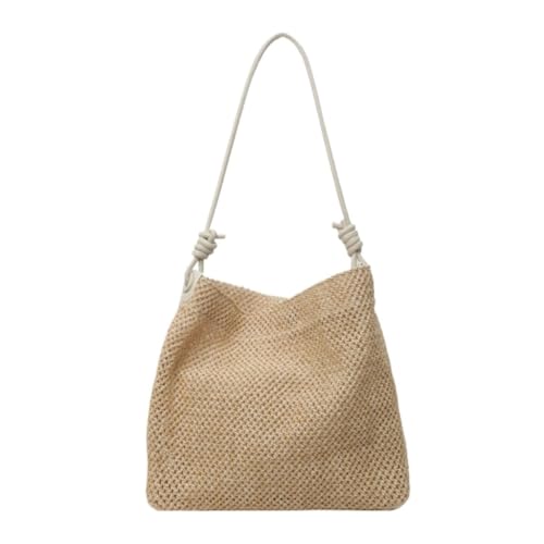 Gras-gewebte Tasche 2024 Neue Lazy Style Umhängetasche Gewebte Einkaufstasche Koreanische Version Der Wald-Ins-Tasche Strandtasche Geflochten(White) von DWZXL