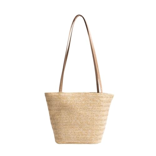 Gras-gewebte Tasche Beliebte Taschen 2024 Sommer Neue Strohtaschen Einfache, Vielseitige, Gewebte Schultertasche Strandtasche Geflochten(Wit) von DWZXL