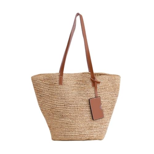 Gras-gewebte Tasche Einfache Textur Hohl Stroh Tasche Frühling Und Sommer Mode Damen Tasche Bast Trend Gewebte Rindsleder Handtasche Strandtasche Geflochten von DWZXL