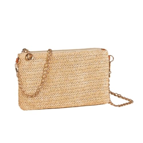 Gras-gewebte Tasche Frühling Und Sommer Minimalistische Kette Quadratische Tasche Lässig Stroh Element Schulter Messenger Bag Strandtasche Geflochten(A) von DWZXL