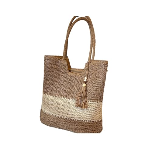 DWZXL Gras-gewebte Tasche Gewebte Strohtasche All-Match Frühling Und Sommer One-Shoulder Seaside Beach Bag Einkaufstasche Strandtasche Geflochten(K) von DWZXL