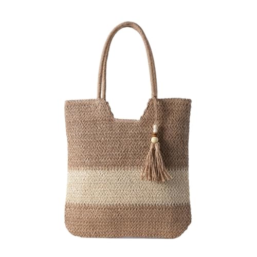 DWZXL Gras-gewebte Tasche Gewebte Strohtasche Frühling Und Sommer Hohle Eine Schulter Strandurlaub Strandtasche Einkaufstasche Strandtasche Geflochten(K) von DWZXL