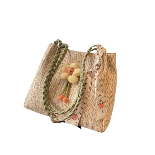 Gras-gewebte Tasche Gewebte Strohtasche for Damen, 2023, Neue Sommer-Umhängetasche for Den Strand Im Freien Strandtasche Geflochten(Green,B) von DWZXL