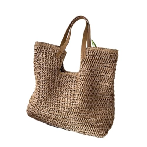 Gras-gewebte Tasche Gewebte Taschen 2023 Pendler Tote Nische Umhängetasche Eimer Tasche Stroh Tasche Strandtasche Geflochten(K) von DWZXL