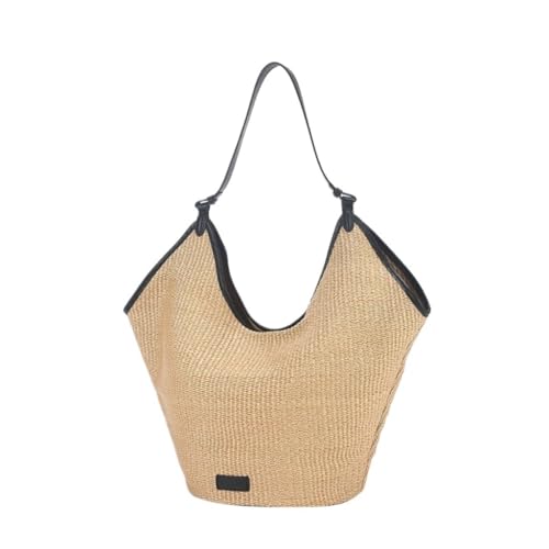 Gras-gewebte Tasche Handtasche Stroh Gewebt Tasche Frauen 2024 Neue Französisch Nische Designer Schulter Tasche Crossbody Strandtasche Geflochten(L) von DWZXL