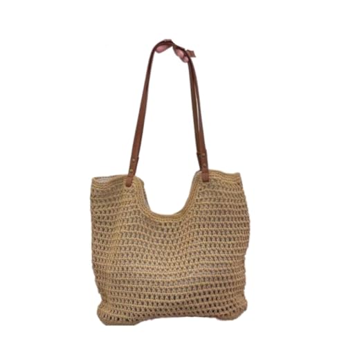 Gras-gewebte Tasche Hohle EIN-Schulter-Baumwollgewebte Tasche Faule Handgehaltene Strohgewebte Tasche Strand Damentasche Strandtasche Geflochten von DWZXL