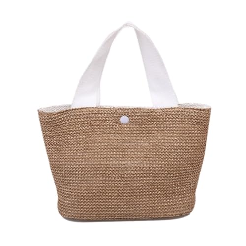 Gras-gewebte Tasche Ins Net Rot Meer Sommer Strand Urlaub Mode Woven Tasche Retro Handtasche Stroh Tasche Weibliche Strandtasche Geflochten(Wit) von DWZXL