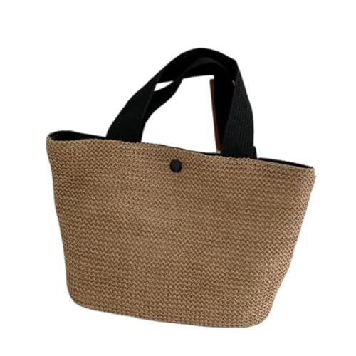 Gras-gewebte Tasche Ins Net Rot Meer Sommer Strand Urlaub Mode Woven Tasche Retro Handtasche Stroh Tasche Weibliche Strandtasche Geflochten(Zwart) von DWZXL