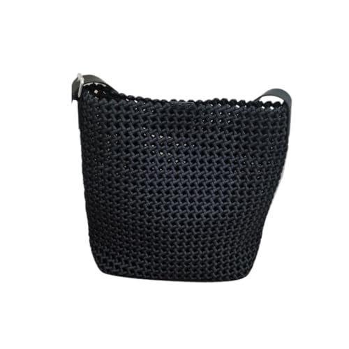 Gras-gewebte Tasche Kleine Gewebte Umhängetasche Im Urlaubsstil, Handgewebte Umhängetasche, Handgemachte Strohtasche For Damen Strandtasche Geflochten(Nero) von DWZXL