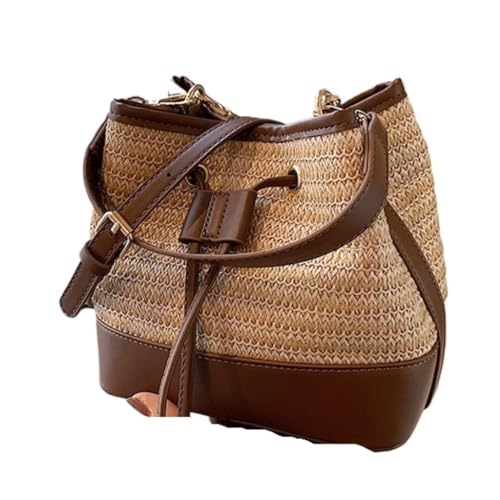 DWZXL Gras-gewebte Tasche Kleine Tasche Seaside 2024 Neue Nischen-Umhängetasche Gewebte Damen-Handtasche Aus Stroh Strandtasche Geflochten(Brown) von DWZXL