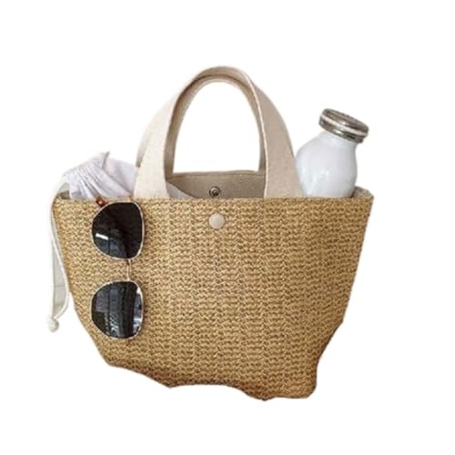 Gras-gewebte Tasche Koreanische Version Von Ins Strand Urlaub Freizeit Pastoralen Stil Alle-Match Gewebte Tasche Handtasche Strandtasche Geflochten(Wit) von DWZXL