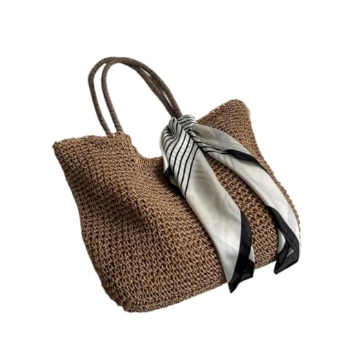 Gras-gewebte Tasche Lässige Strohtasche 2024 Neue Sommer Beliebte Vielseitige Umhängetasche Pendler-Stroh-Einkaufstasche Strandtasche Geflochten(K) von DWZXL