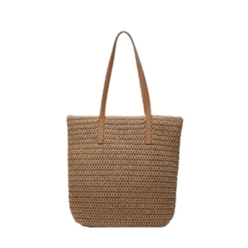 Gras-gewebte Tasche Lazy Stroh Tasche Meer Urlaub Freizeit Literarische Strand Tasche Damen Schulter Gewebte Tasche Strandtasche Geflochten(K) von DWZXL