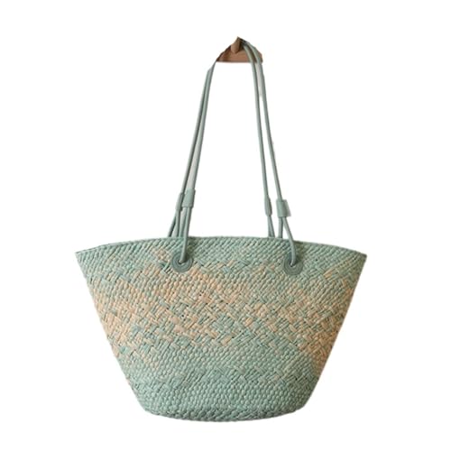 Gras-gewebte Tasche Neue Brief Stroh Tasche Bunte Gewebte Tasche Schulter Tasche Xiaji Strand Tasche Urlaub Frauen Tasche Strandtasche Geflochten(Blue) von DWZXL