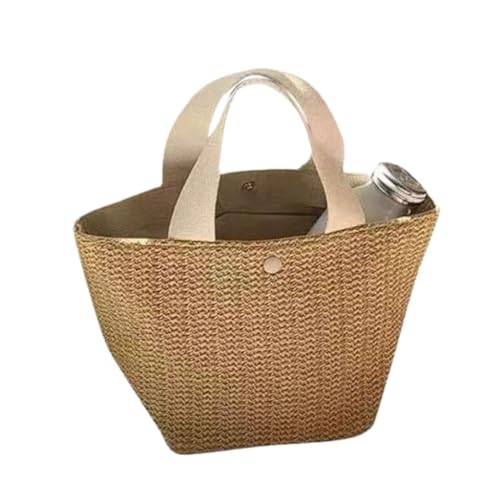 Gras-gewebte Tasche Pastoralen Stil Gewebte Tasche Retro Casual Hand-gehalten Stroh Tasche Sommer Meer Strand Urlaub Strandtasche Geflochten(Wit) von DWZXL