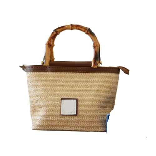 Gras-gewebte Tasche Retro Handtasche Stroh Frauen Sommer Freizeit Gewebt Eimer Tasche Beliebte Trend Schultertasche Strandtasche Geflochten(K) von DWZXL