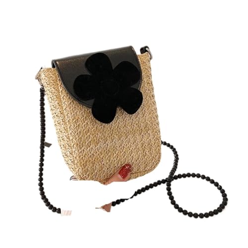 Gras-gewebte Tasche Sommer Neue Kleine Tasche for Frauen 2023 Modische Und Vielseitige Stroh Kette Messenger Tasche Strandtasche Geflochten(K) von DWZXL