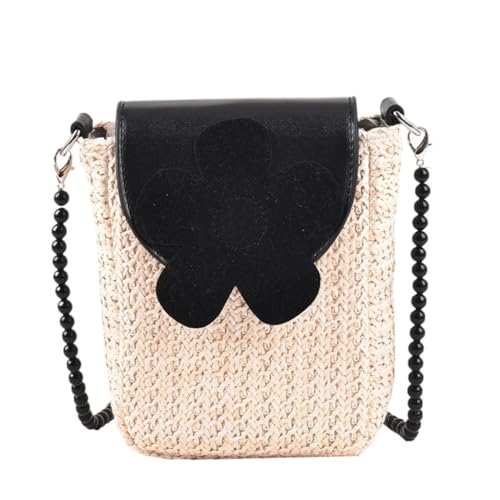 Gras-gewebte Tasche Sommer Neue Kleine Tasche for Frauen 2023 Modische Und Vielseitige Stroh Kette Messenger Tasche Strandtasche Geflochten(Wit) von DWZXL